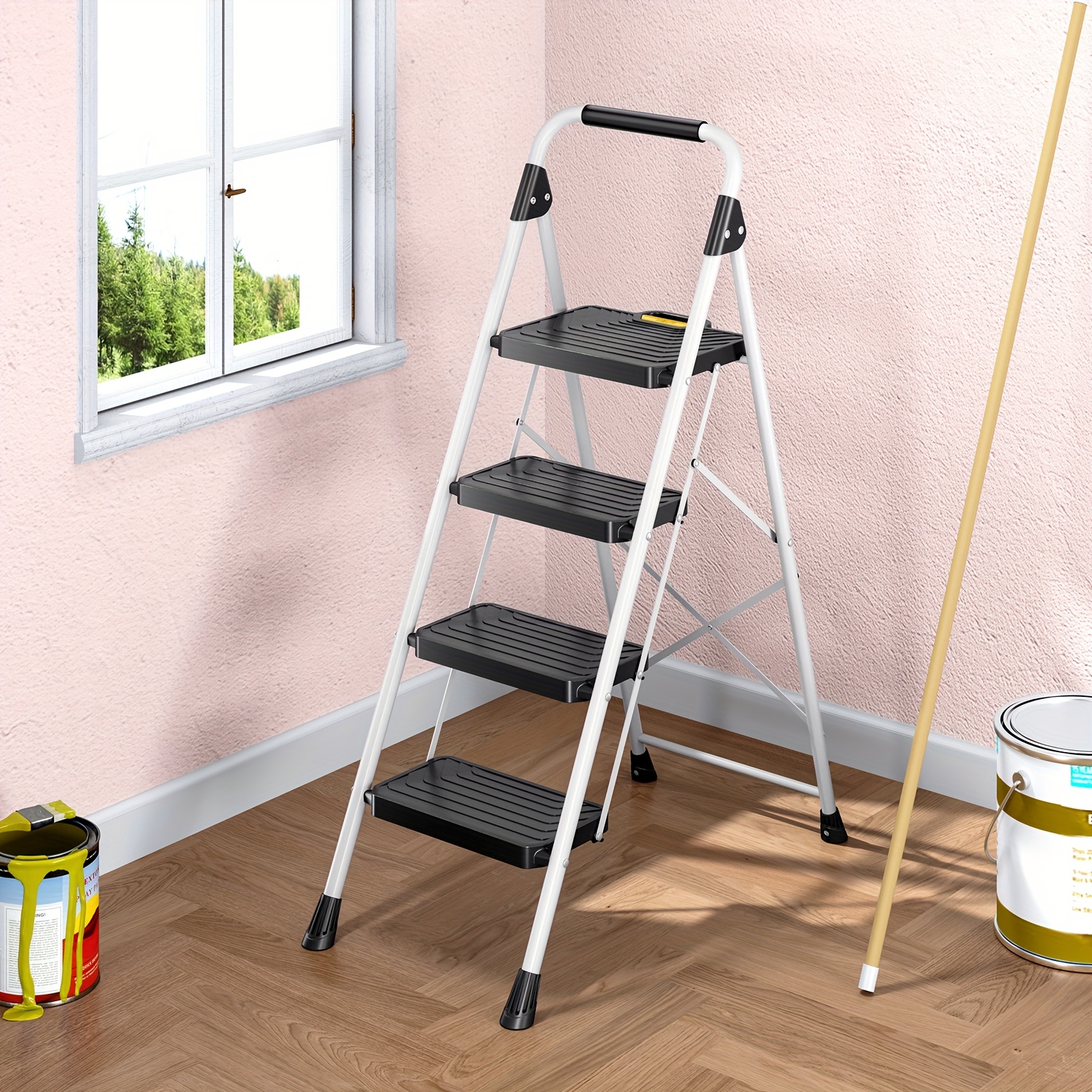 Home Security Features - TOOLF Collapsible 2/3/4 Step Ladder Featuring