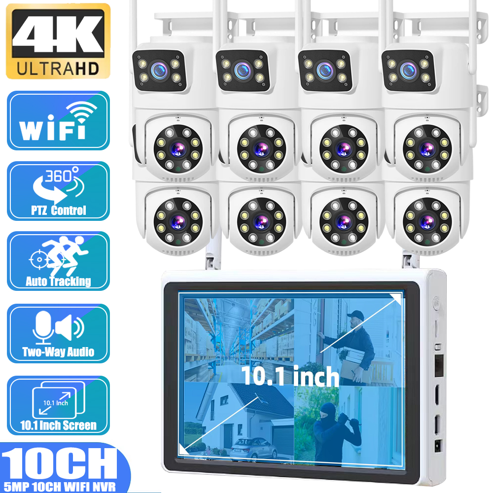 Home Security Systems Wireless - 10 Channel CCTV Security 4K Dual