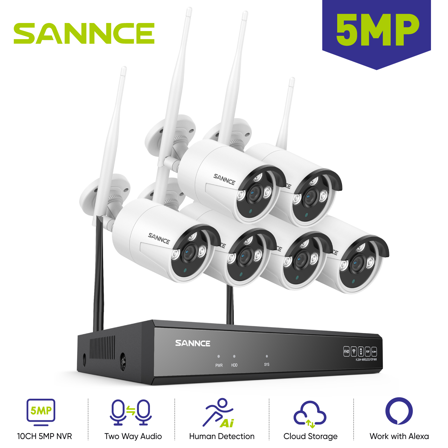 SANNCE 6PCS 5MP Wifi Camera IP - Home Security Wifi Camera ulasan dan harga
