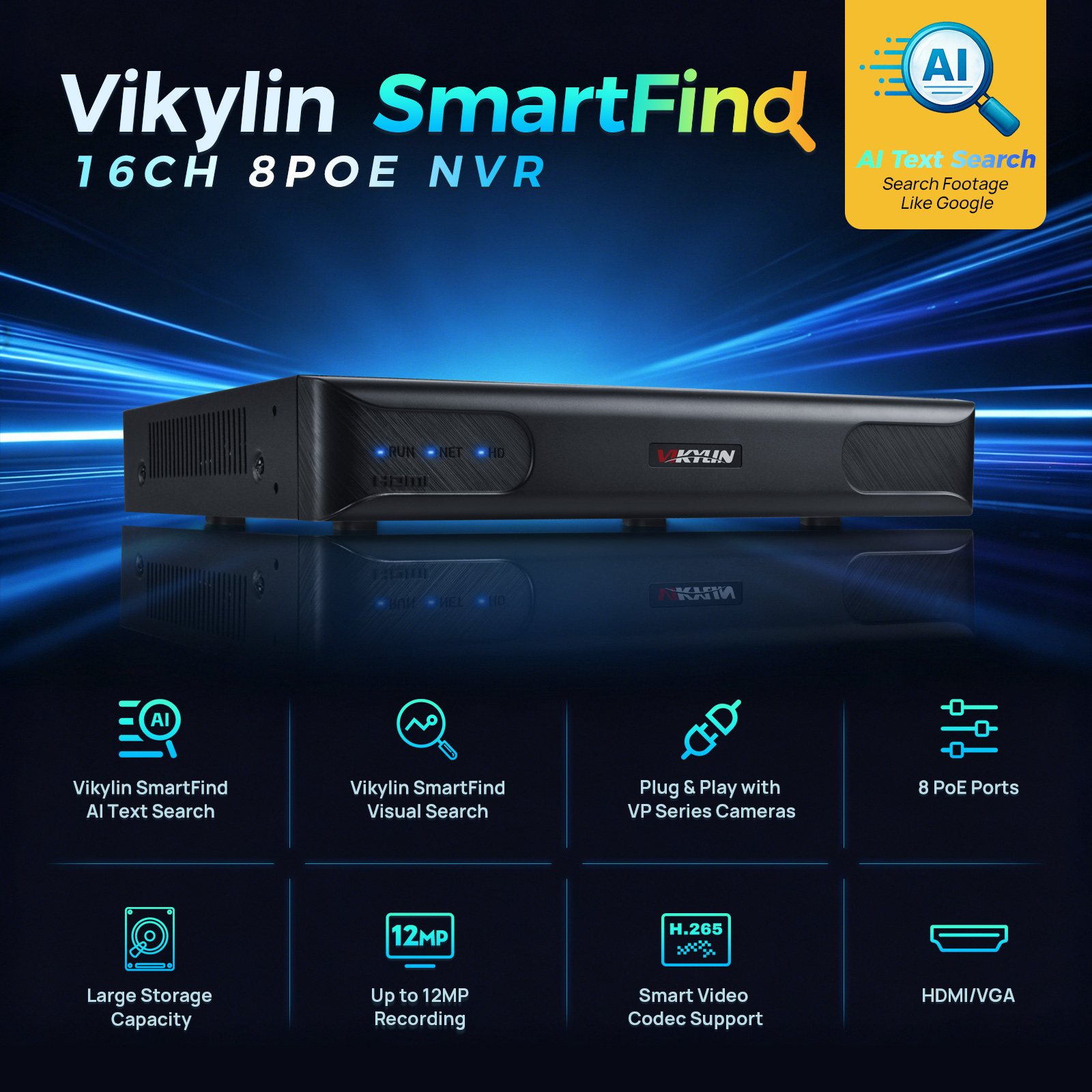 Vikylin 4K NVR 16CH 8POE Home  - Home Security America ulasan dan harga