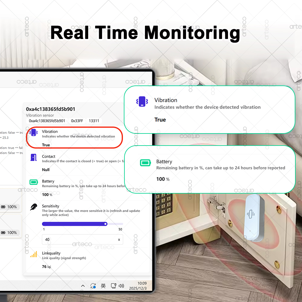 ZigBee Smart Vibration Sensor  - Home Security Monitoring ulasan dan harga