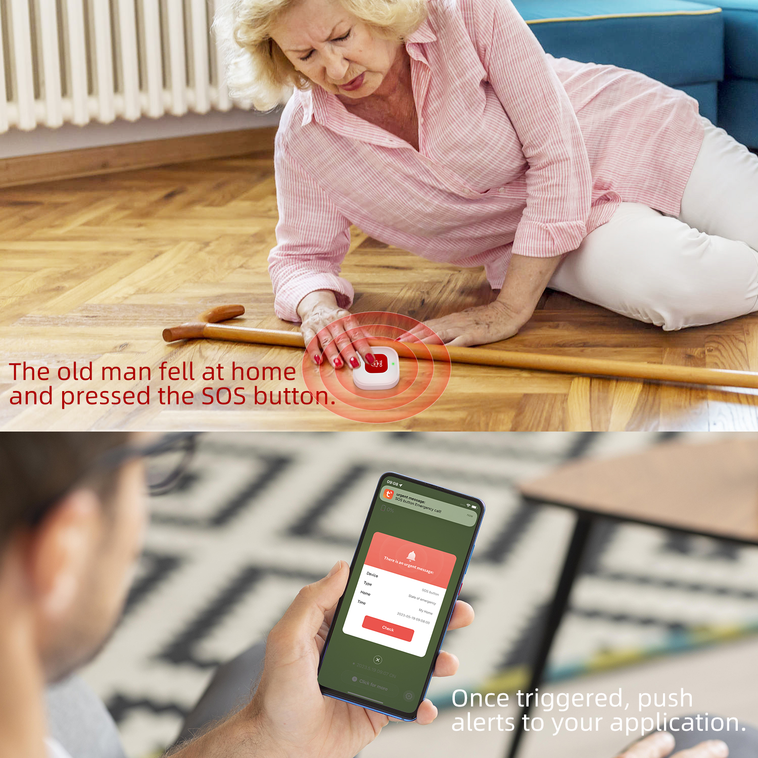 Emergency Alarm WiFi Smart But - Home Security For Seniors ulasan dan harga