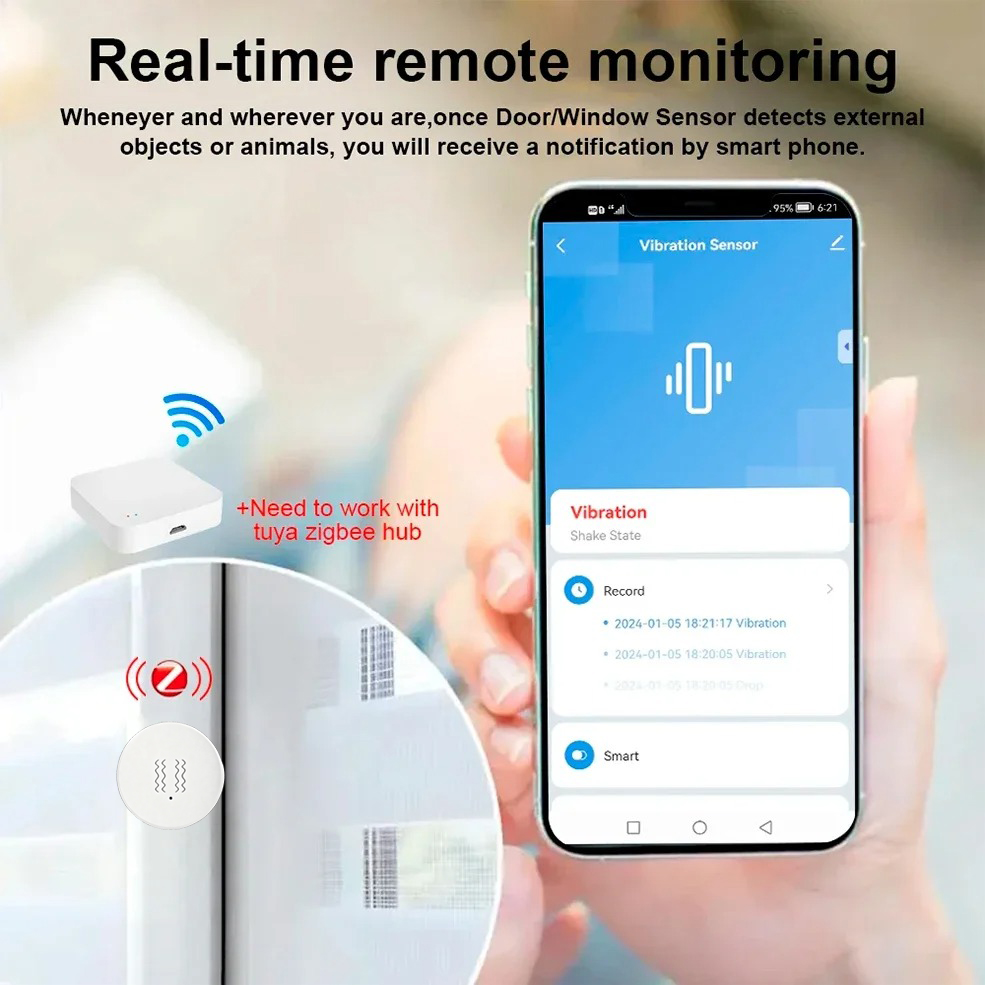 Tuya ZigBee Smart Vibration &  - Home Security Monitoring ulasan dan harga